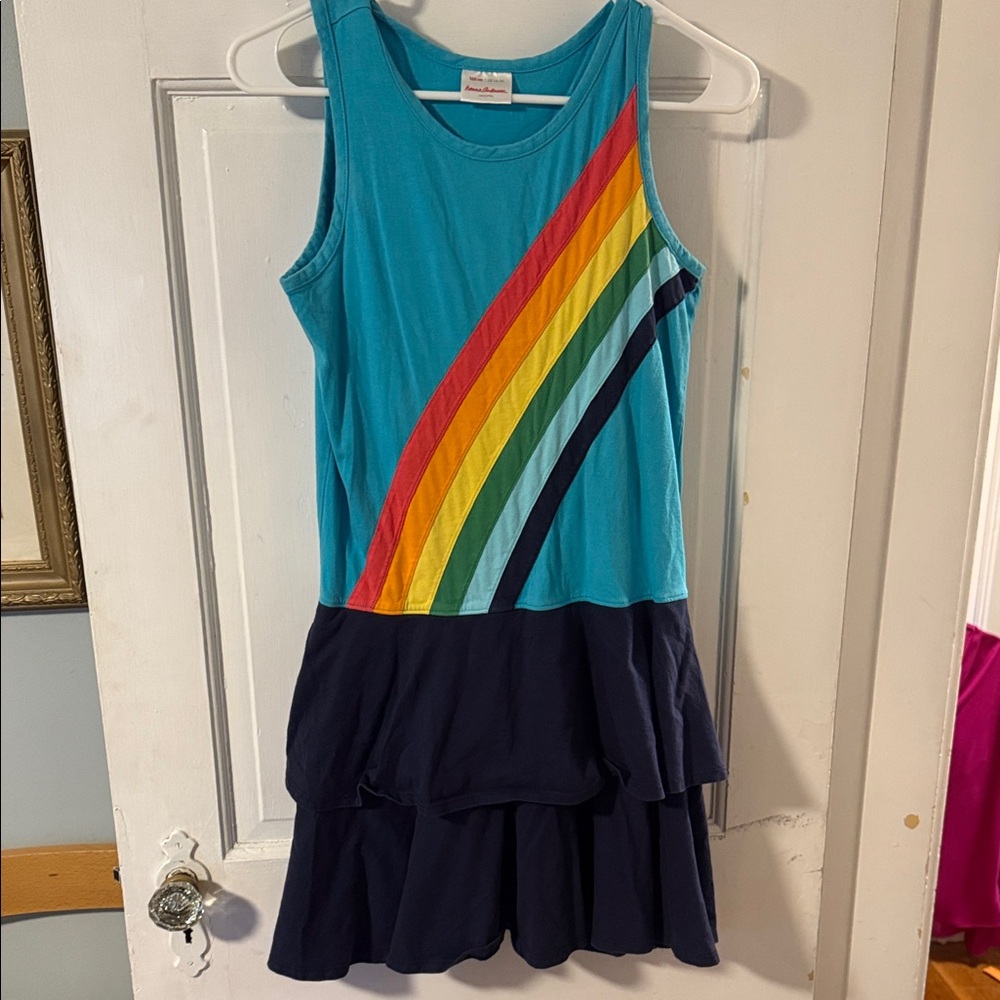 Hanna Andersson Rainbow Striped Blue Sleeveless Dress